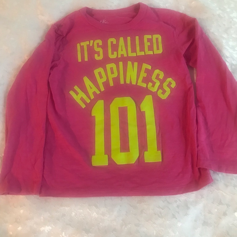 Peek Girls' Pink "It's Called Happiness 101" Long Sleeve Top Size 12